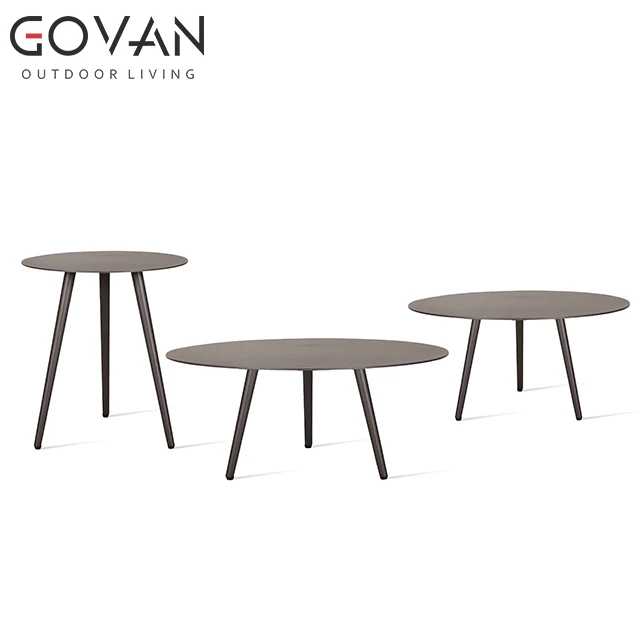 Modern and Fashion design outdoor garden patio furniture brushed aluminum frame with HPL table top outdoor side table