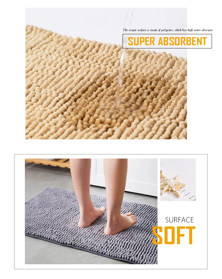 Luxury Chenille Bathroom Rug Mat, 17x24, Extra Soft and Absorbent Shaggy Rugs, Machine Wash Dry, Perfect Plush Carpet Mats for T