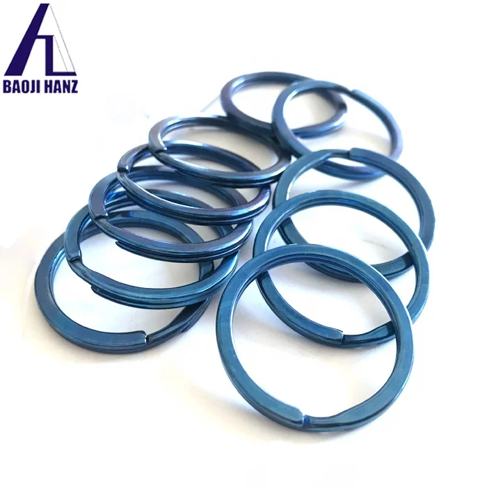Fashionable 10mm 12mm 25mm flexible ti circular keychain titanium split key rings