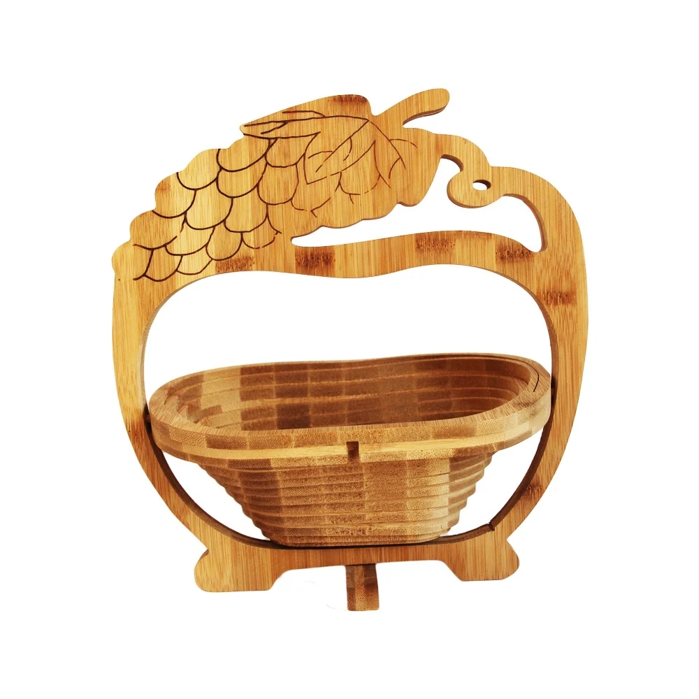 Grape Style Custom Customized Natural Bamboo Folding Fruit Basket
