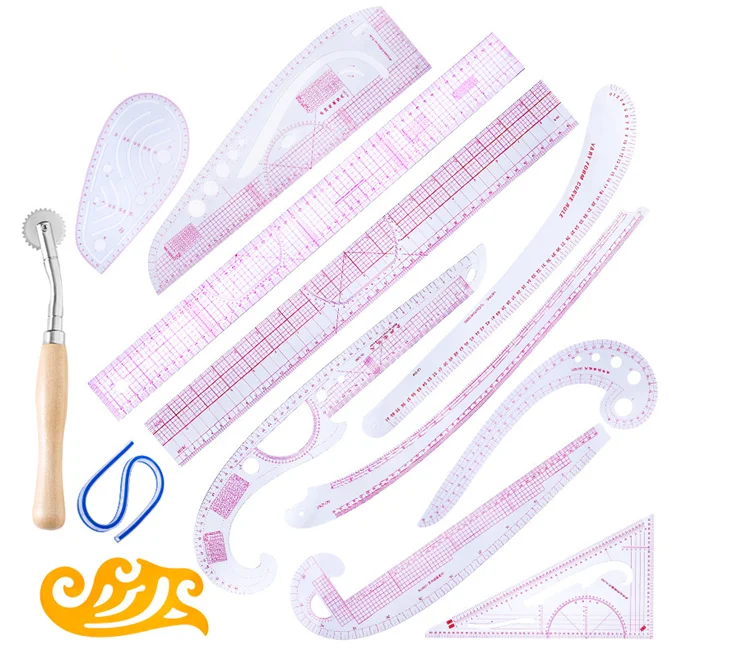 Пластиковая изогнутая прямоугольная линейка для шитья, инструмент для рукоделия и рисования, поставка «сделай сам», 6 узоров на выбор, линейка с французской кривой