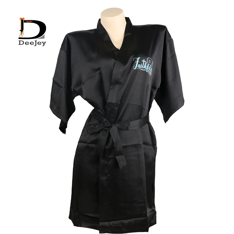 Wholesale Custom logo Sexy Nighty Satin Silk Bathrobes Sleepwear Bridal Wedding Robe Barber Guest Spa Robe
