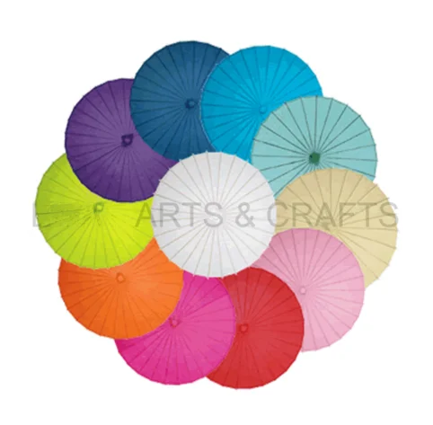 white paper umbrella 42cm 24 rib chinese cheap personalized decoration printed craft colored oiled rice paper bamboo umbrellas