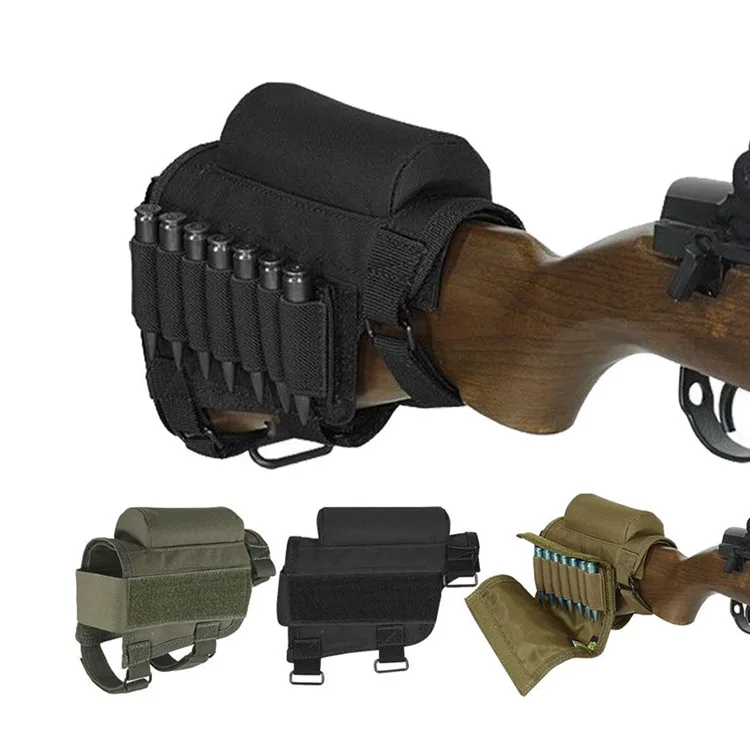 Adjustable Tactical Buttstock Shell Holder Cheek Rest Pouch Holder Pack With Ammo Carrier Case