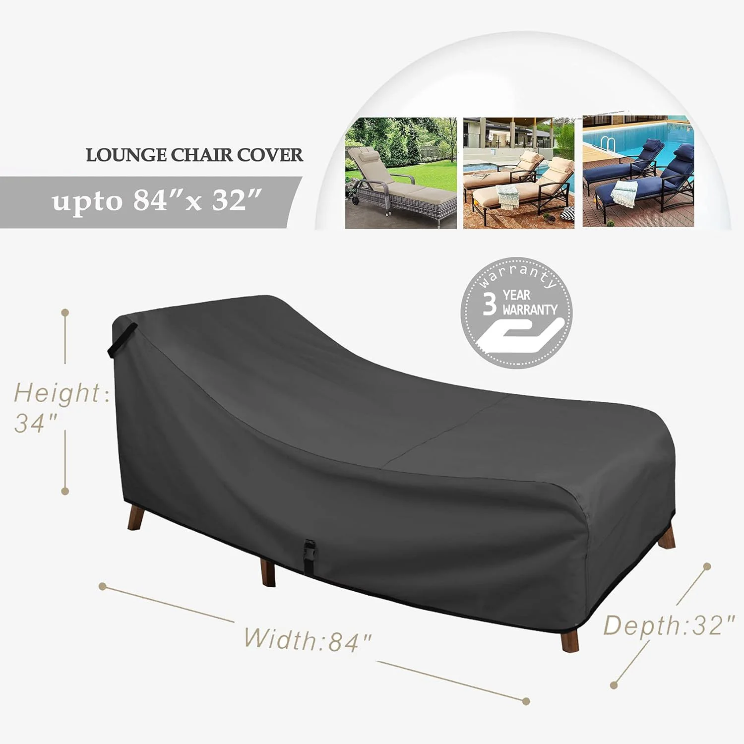 High Quality waterproof Dustproof outdoor custom printed beach loungers chair cover for recliner