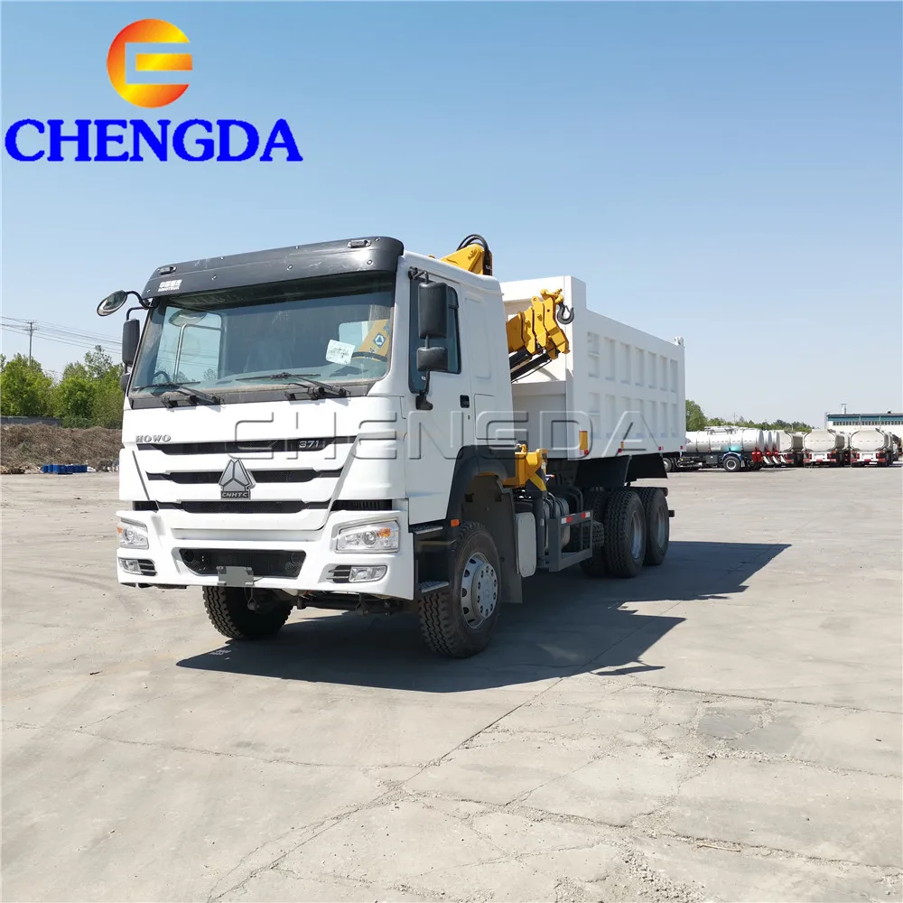 Cheap Low Price Stock Sino Truck Howo 50 Ton 8x4 5 Tons Mobile Crane Dump Truck with 10 12 Tons Lorry Truck Crane