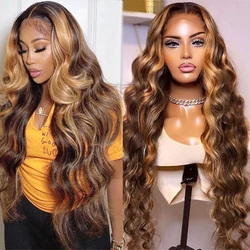13x4 Human Hd Lace Front 180% Density Virgin Hair Highlighted Wigs With Hd Piano Color 30 Inch Human Wig For Black Women - Buy 3