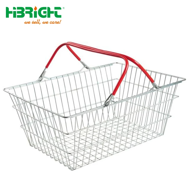 cosmetic shop toy store Chrome Steel Wire Mesh oval Round Shopping Basket with Plastic Tray