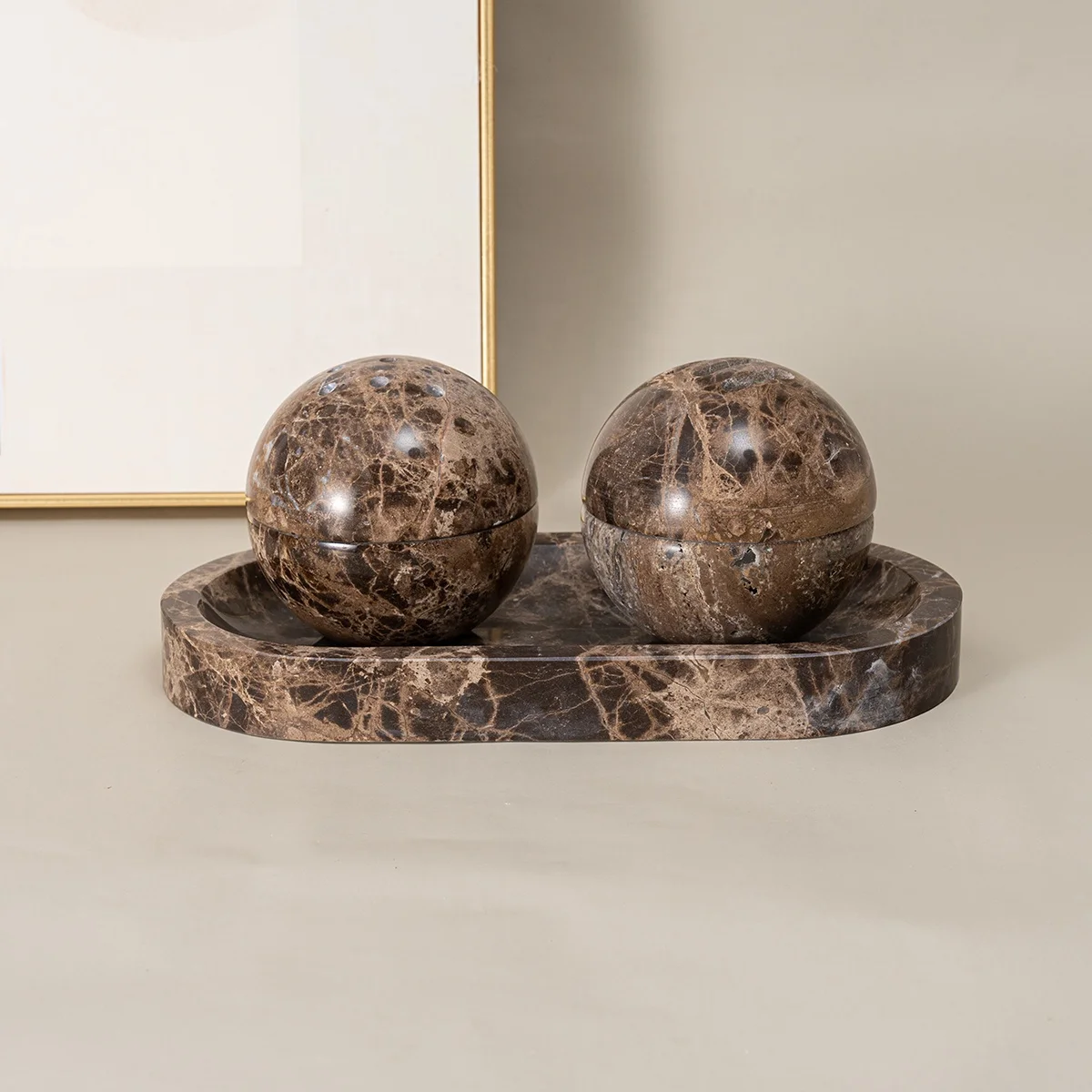 2023 Trends Home Decor Beige Travertine Incense Holder Marble Incense Burner Home Hotel Decoration Religious Round Ornament