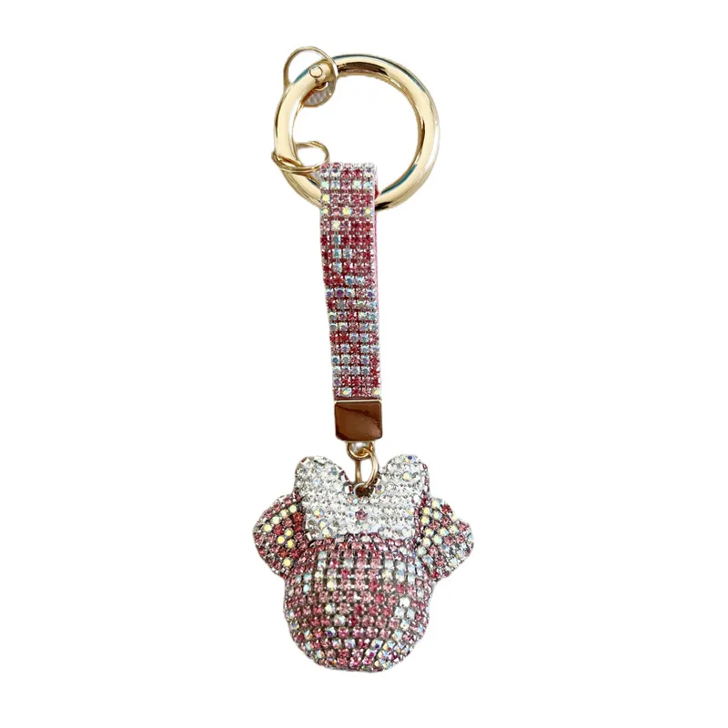 New Ladies Metal Key Chain Diamond-Encrusted Crystal Car Key Ring Pendant Small Gift Bag Accessories