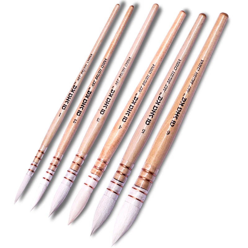 
Factory direct selling fine arts gouache watercolor oil pen sheep hair round head acrylic pen, mop brush 