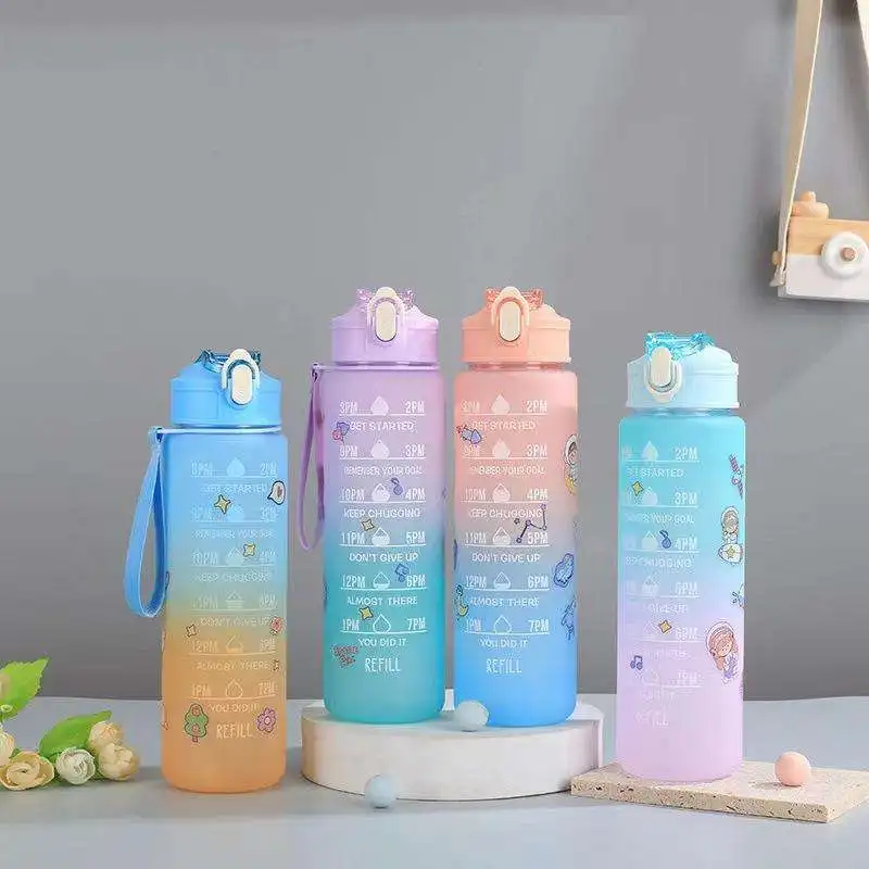100% Food Grade Outdoor Sport Water Bottles Portable Drinking Cup Water Kettle BPA Free Water Cup with Straw