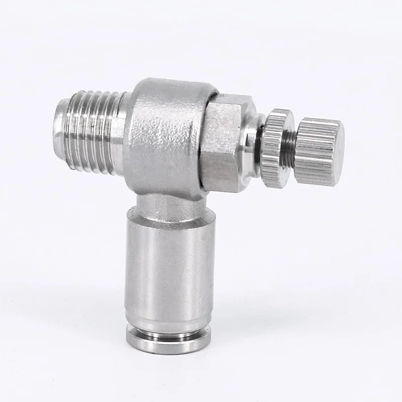 304 Stainless Steel Adjustable Throttle Valve Pneumatic Connector Pipe Fitting Hose Coupling Tube Adapter Rotary Knob