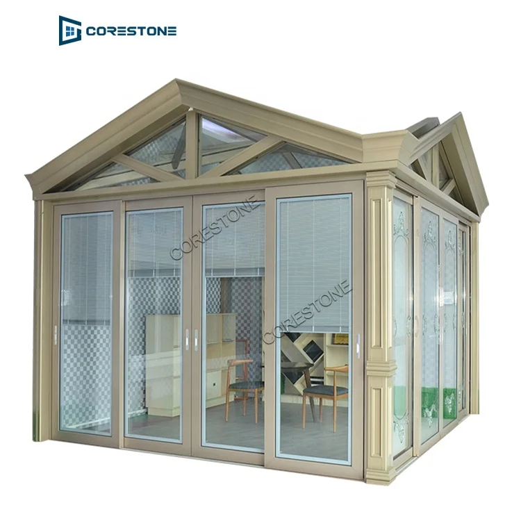 Prefabricated Swimming Pool Enclosure Tempered Glass Sunrooms Aluminum Frame Polycarbonate Retractable Sunroom Roof