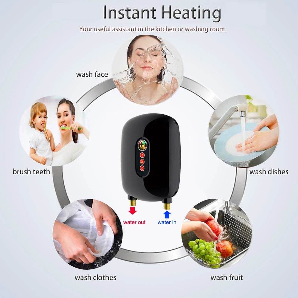 2022 High Quality Digital Tankless Hot Water Geyser Mini Smart Instant Electric Shower Water Heater