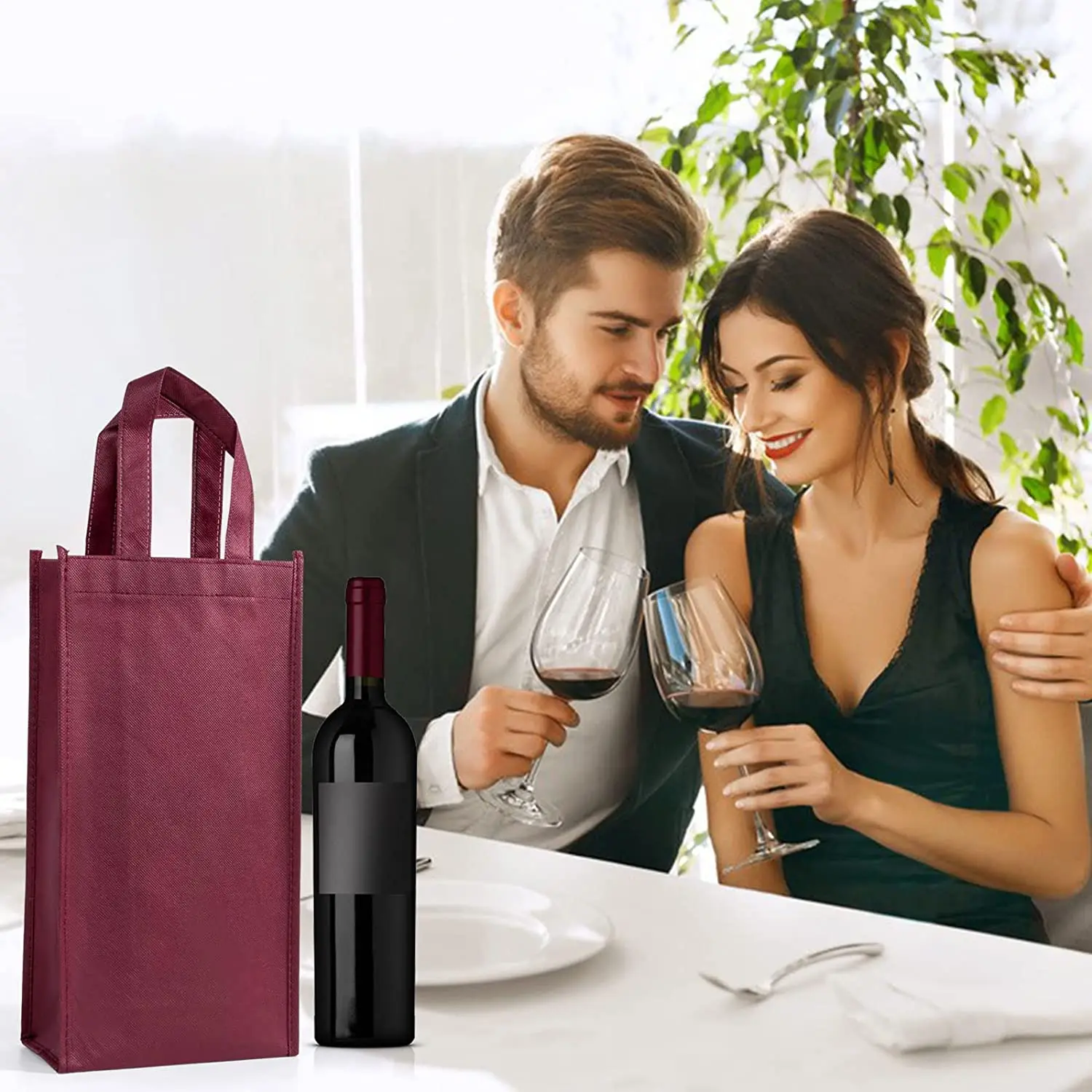 Heavy Duty 6 Bottle Non Woven Wine Bags Exquisite Beer Champagne Double Tote Hand Gift Bag Nonwoven Wine Shopping Bag