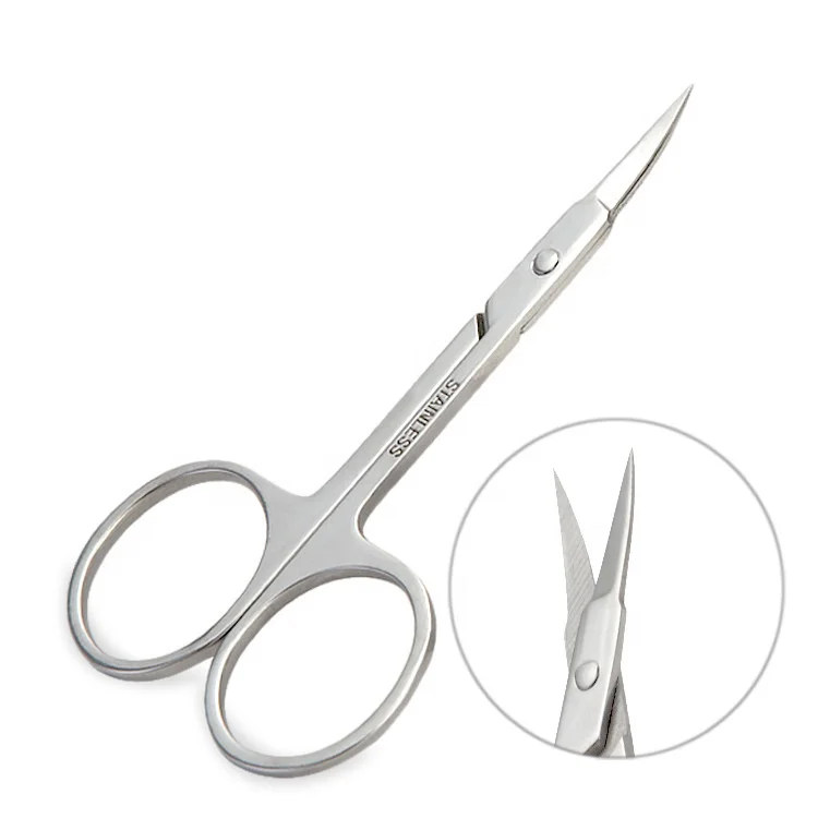 Custom private label cutter eyebrow scissor beard mustache trimming set beauty salon tools stainless steel pointed brow scissors