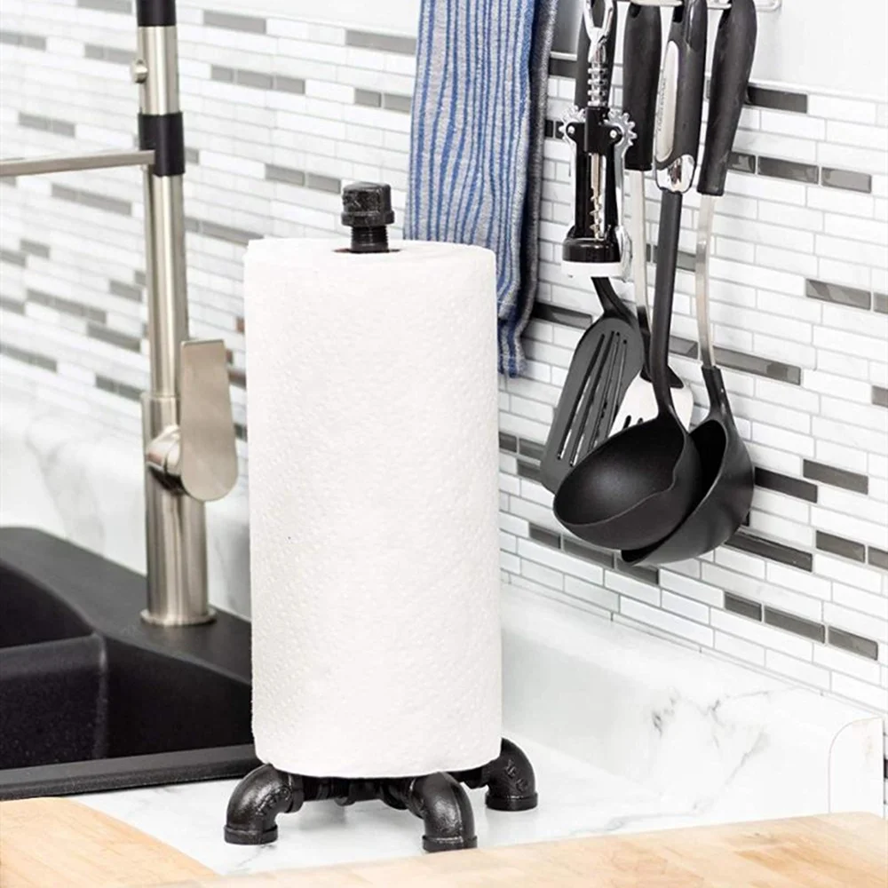 Black Electroplated Industrial Pipe Paper Holder Paper Holder Tissue Stand Funny Toilet Paper Kitchen Towel Holder