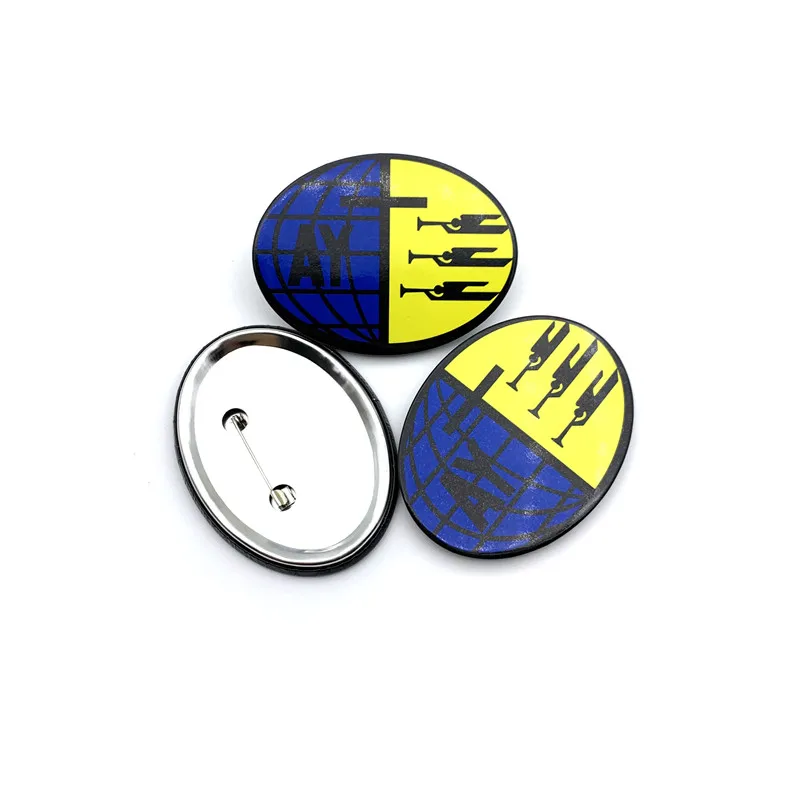 
OEM Birthday Promotional Flashing Oval Shape custom buttons badges pin 