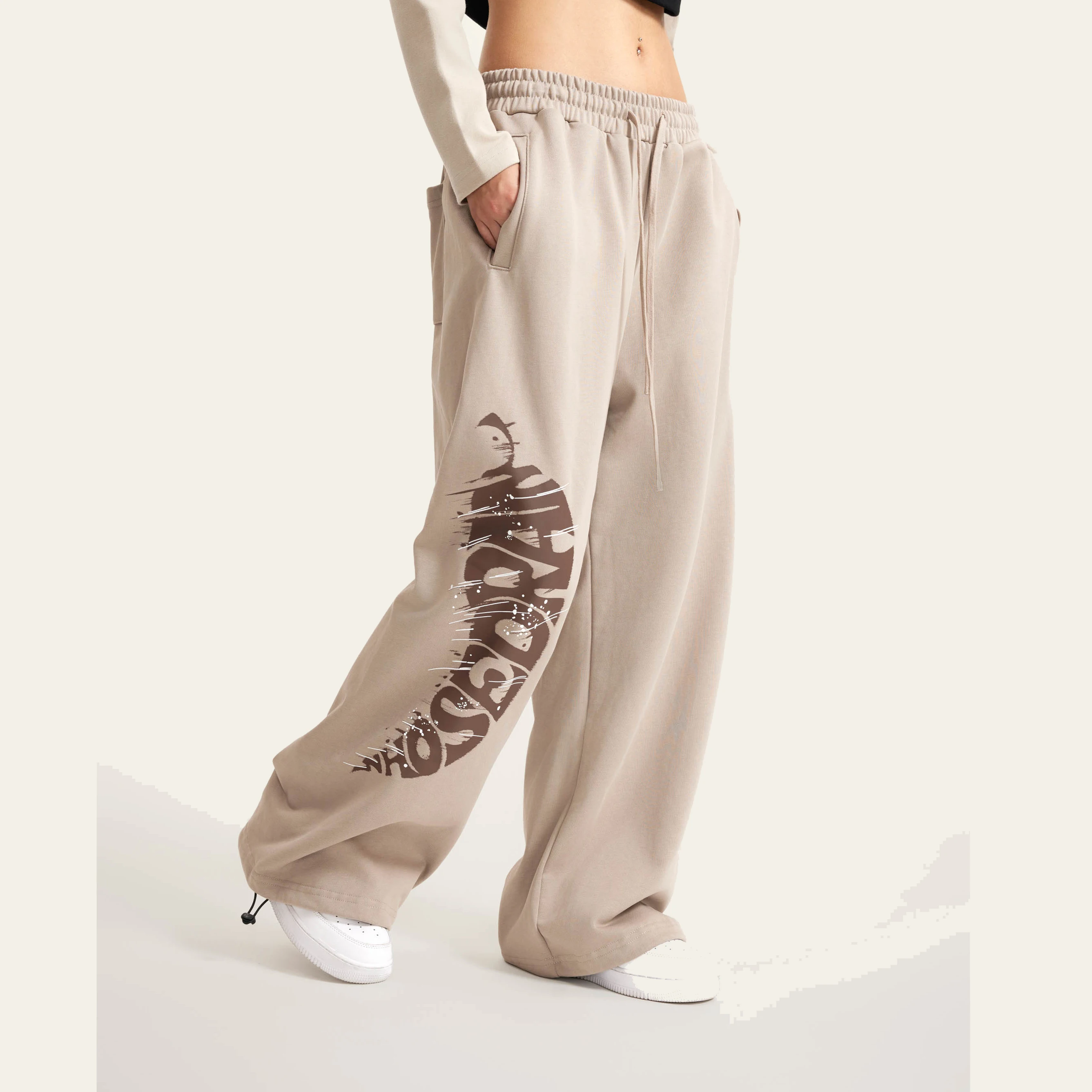 Womens Fashion Loose Fit Wide Legged Trousers Cotton Joggers Urban Streetwear Hipster Clothes Baggy Pants custom