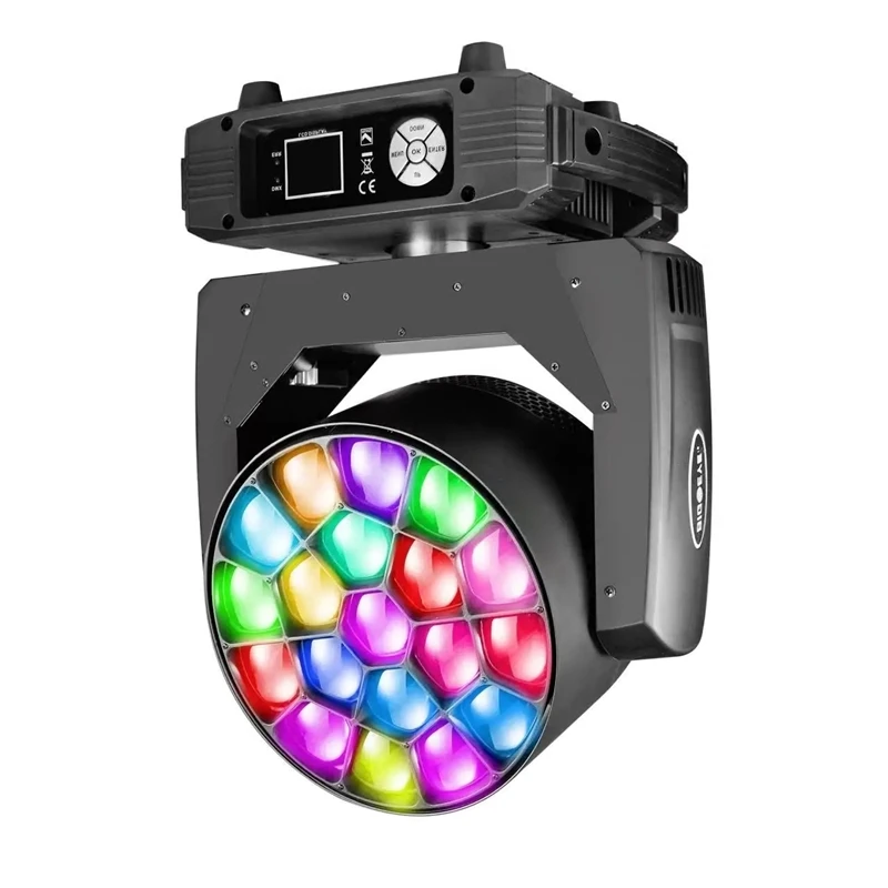 Новое поступление 19x15 Вт светодиодный зум-промывка RGBW 4 в 1 луч света полноцветный пчелиный зум-зум движущийся головной свет