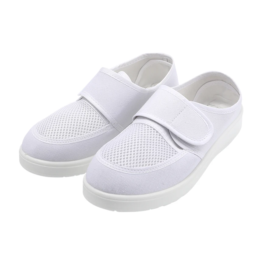 Wholesale Breathable Prevent Dust Reusable Washable White Anti-static Esd Safety Shoes with Mesh Hole and PU sole