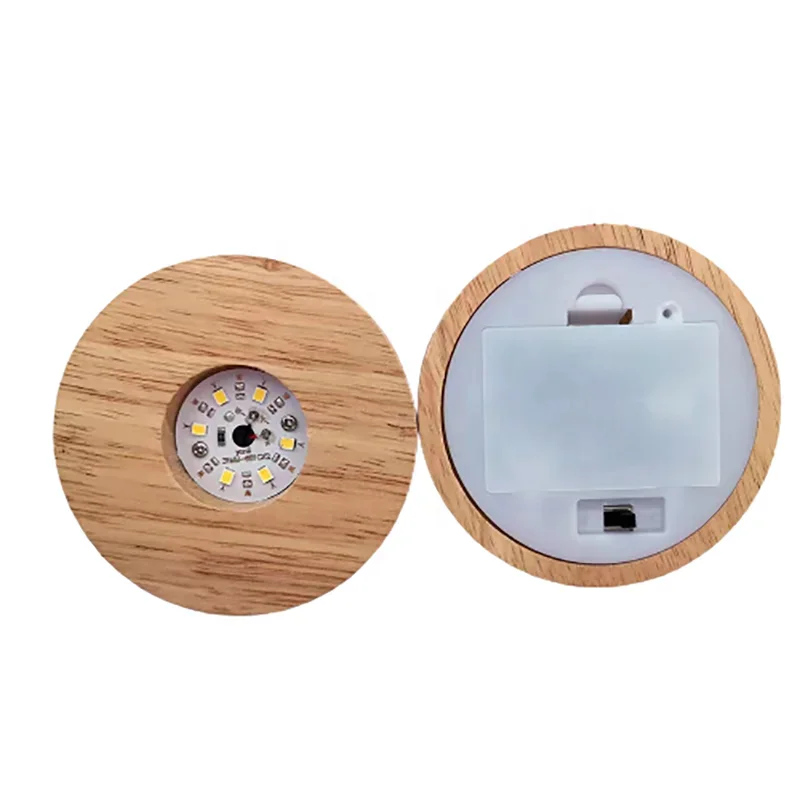 New Arrival AAA Battery Circle Wooden Lamp Holding Crystal Ball 3D Night Light Portable USB LED Lamp