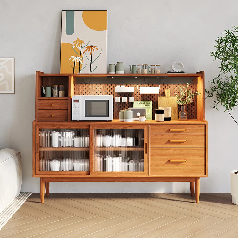 Nordic Style Storage Cabinet Suitable Solid Wood Sideboard Japanese Tea and Wine Cabinet for Dining Room and Living Room
