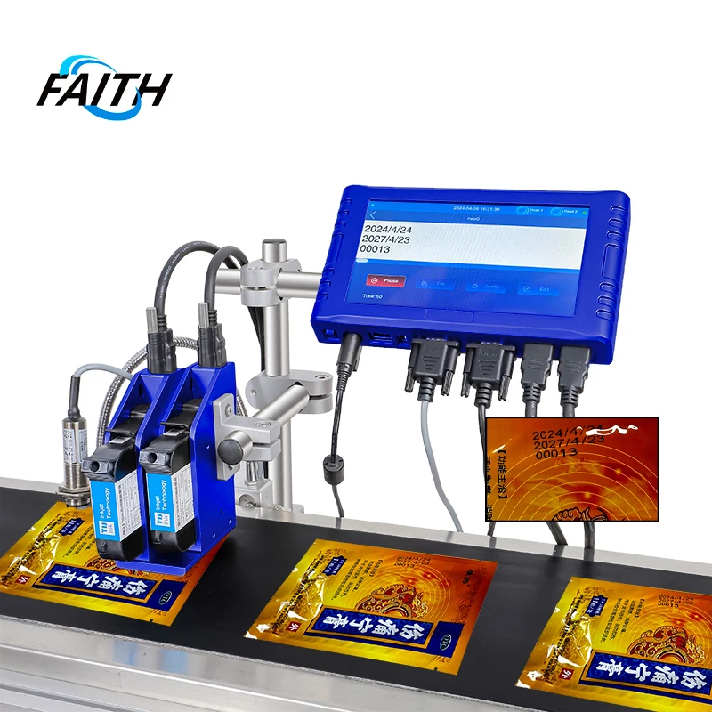 1 to 2 heads Online printer expiry date bottle carton box Labels Cards Tubes Bills-Connects to Production Line