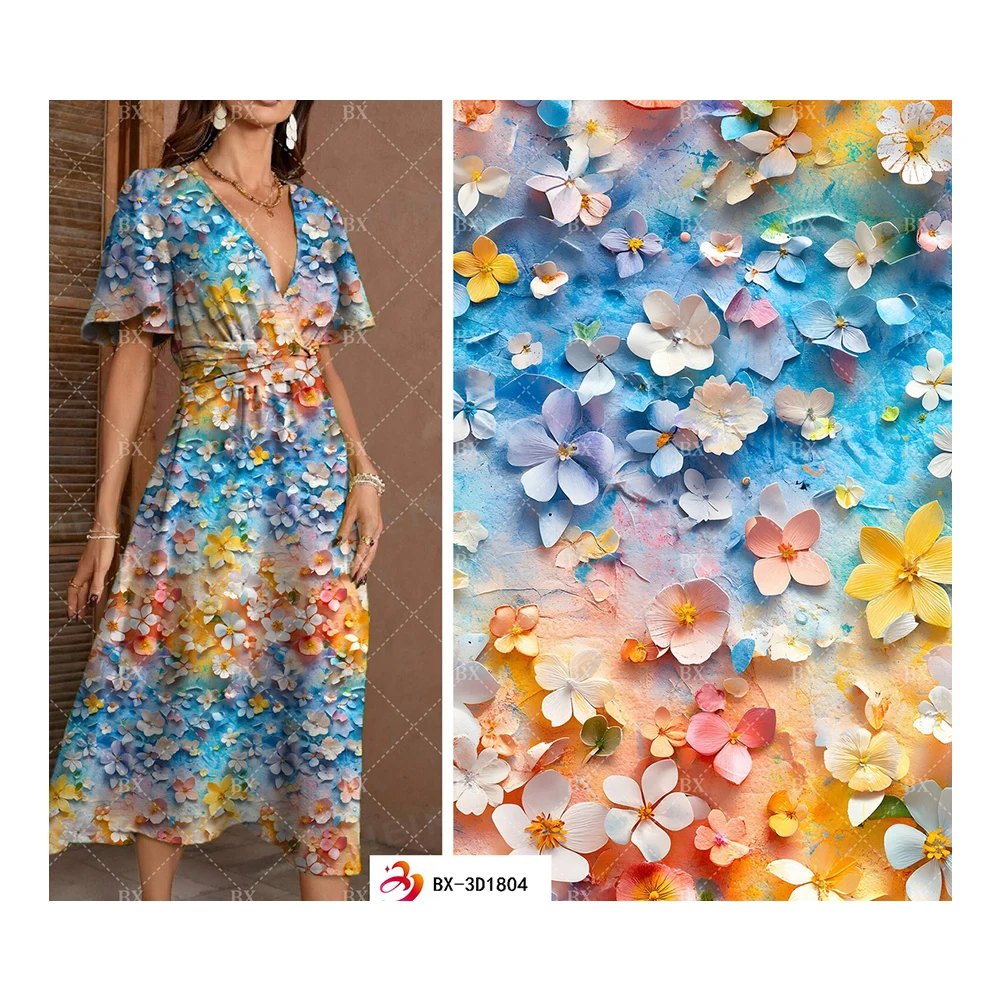 Tela chalis kain rayon motif tecido viscose 100% viscose tissu digital print rayon viscose fabric tela rayon fabric