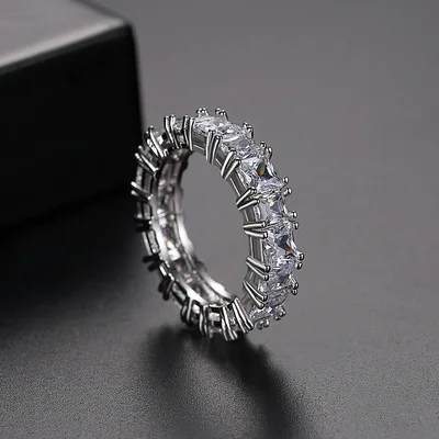 Fashion Gold Square Colored Zircon Couple Ring 2021 New