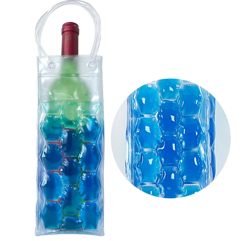 PVC Reusable Cold Wine Beer Gel Beads Pack Wrap Wine Bottle Cooler Sleeve