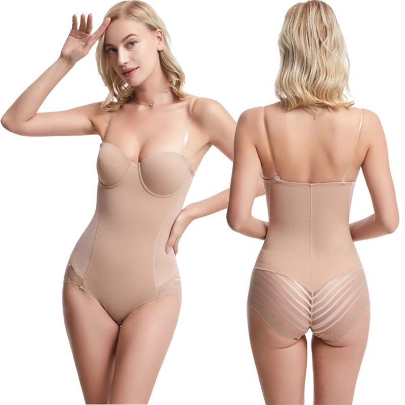 Strapless Bodysuit Shapewear for Women Tummy Control Dress Backless Bodybriefer Tops Body Shaper with Built-in Bra Seamless Bra