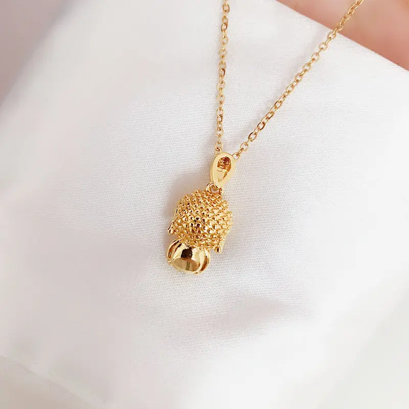 Titanium Steel Gold Small MOE Buddha Jade Buddha Necklace Transfer Maitreya Buddha