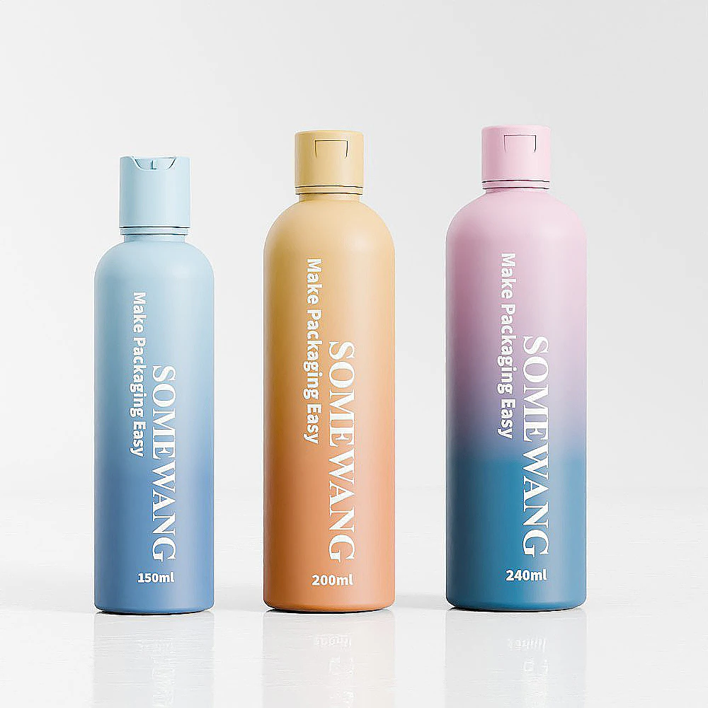 150ml 200ml 240ml Cosmo Round PET Bottle with Disc Cap for Skincare Packaging Body Lotion Bottle Shampoo and Conditioner Bottles