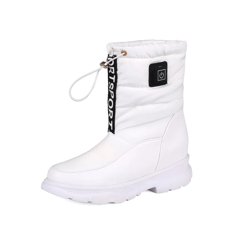 Теплые женские ботинки с регулировкой температуры, электрическая обувь для ходьбы и прогулок, из хлопка, для снега