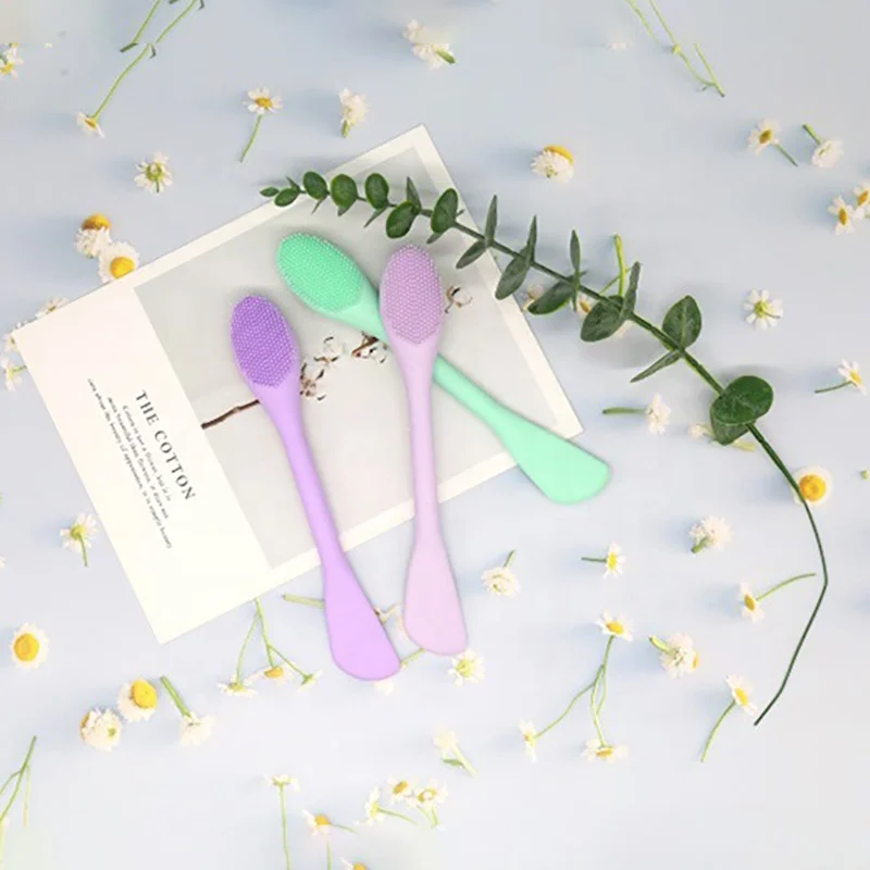 Double-Head Custom Logo Reusable Facial Mask Brush Applicator Silicon Mask Brush for Mud Clay Jelly Mask