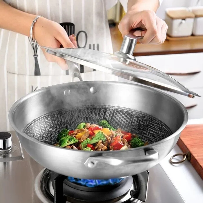 Best selling non-stick stainless steel egg steak cooking honeycomb fry pans for kitchen