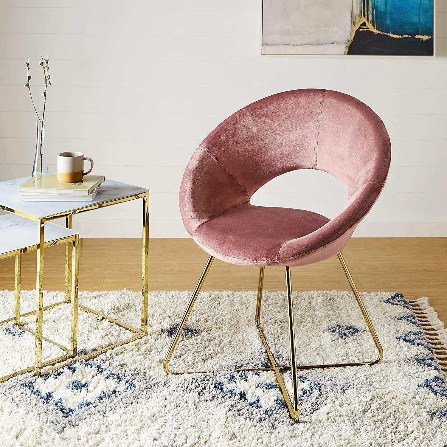 2022 New PU Home Office Chair Swivel Function Dressing Armless Bedroom Leisure Chair