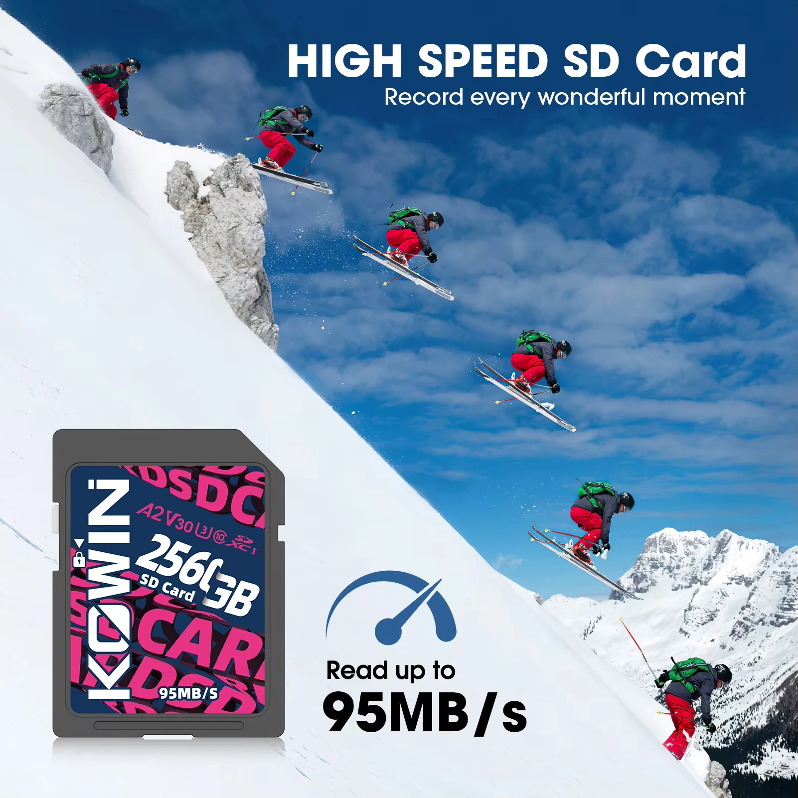 KOWIN Factory Price Sale CS100 256GB Capacity SDXC UHS-1 Class 10 95MB/s Read Speed Memory Card SD Card For Cell Phone