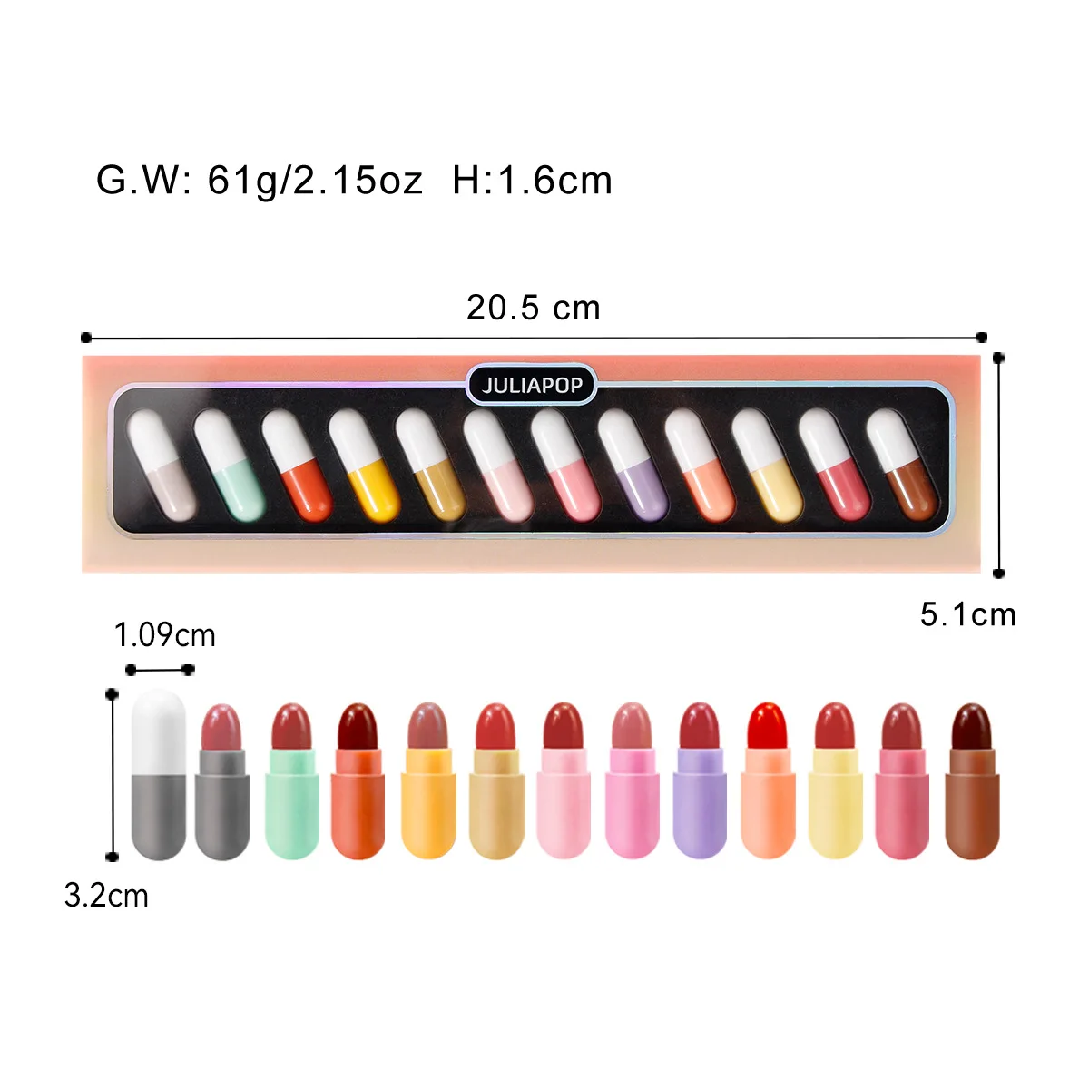 Wholesale 12PCS Capsule Lipstick Set Hot Selling Velvet Matte Lipstick Mini Capsule Set Glitter Lipstick for Makeup