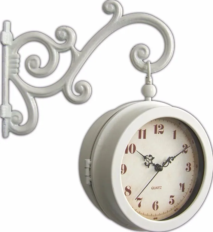 Cheap Wholesale Antique Double Sided Clocks Lighted Beautiful Iron Wall Clock