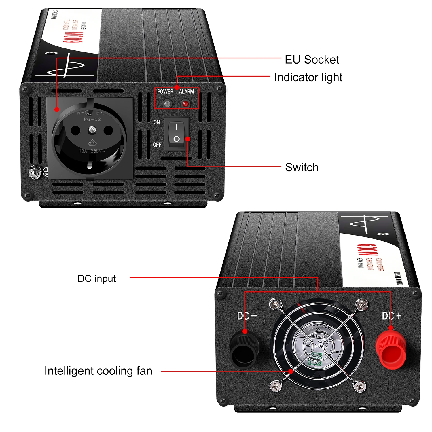 pure sine wave solar power inverter 2000w 12V/24V DC to AC 120V/220V with solar controller with bypass