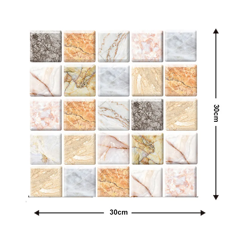 DIY 3D Wall Stickers Waterproof Decorative 30*30cm Self-Adhesive Wallpaper Living Room Kitchen Bathroom Home Decoration Decals