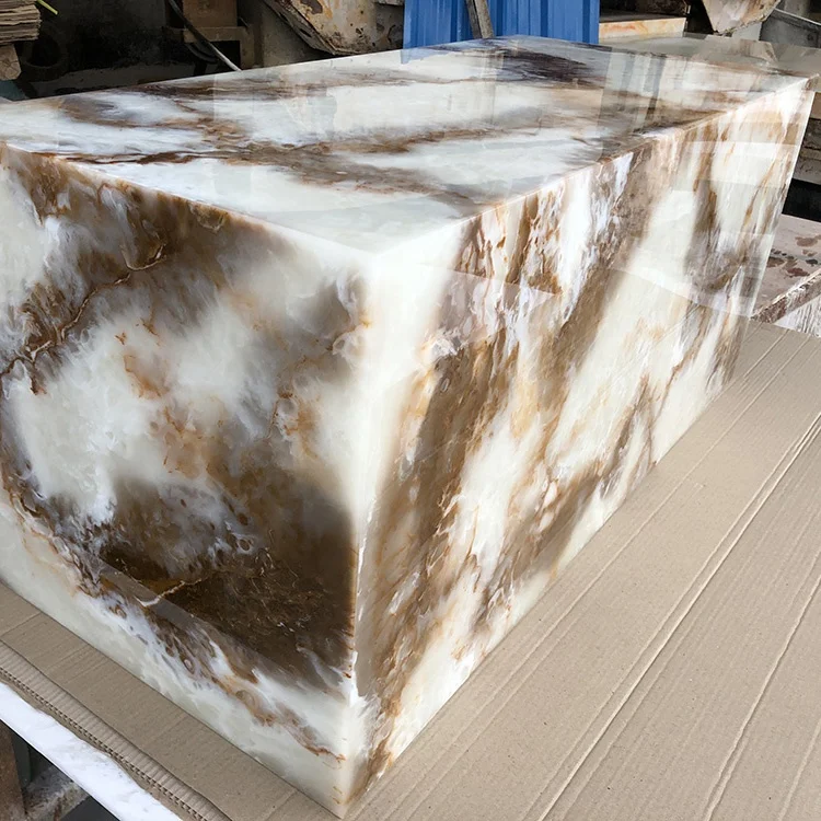 
Customized Translucent Artificial Onyx Marble Stone Decorated Alabaster Light Box 