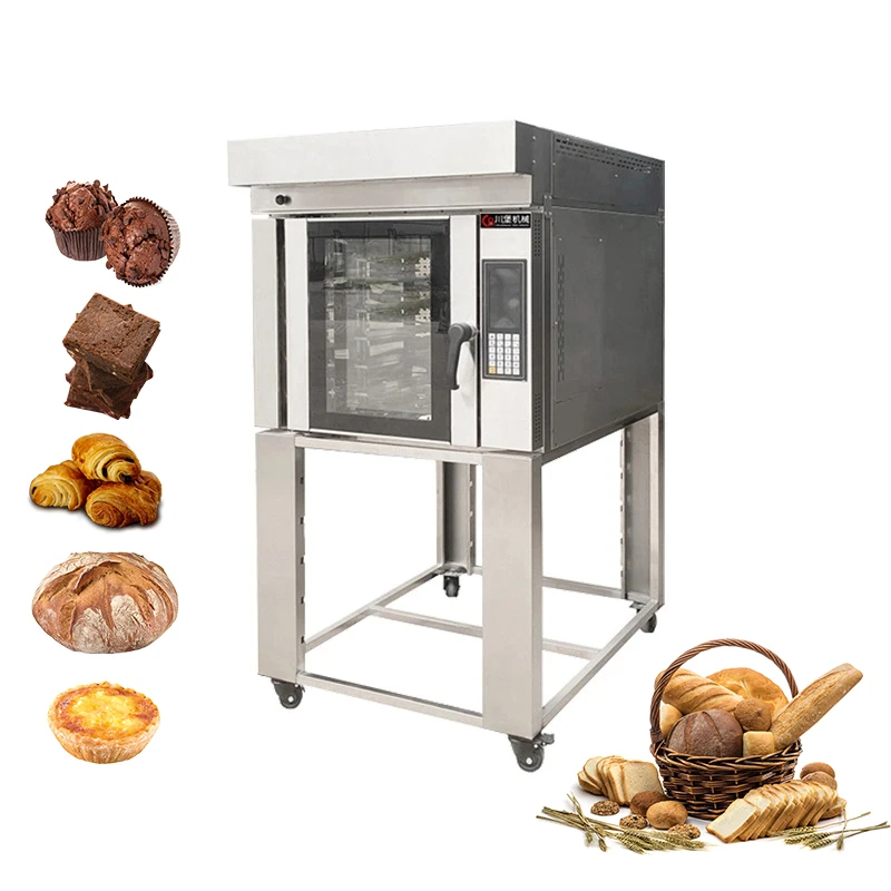 User-Friendly 3ph 9kw 380v  360° Electric 5 Trays Rotary Programable Integrated Steam System Hot Air Convection Oven