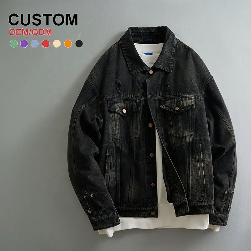 OEM Custom Design Oversized Button Fastenings Padded Long Sleeves Blue Padded Jean Denim Puffer Jacket For Men