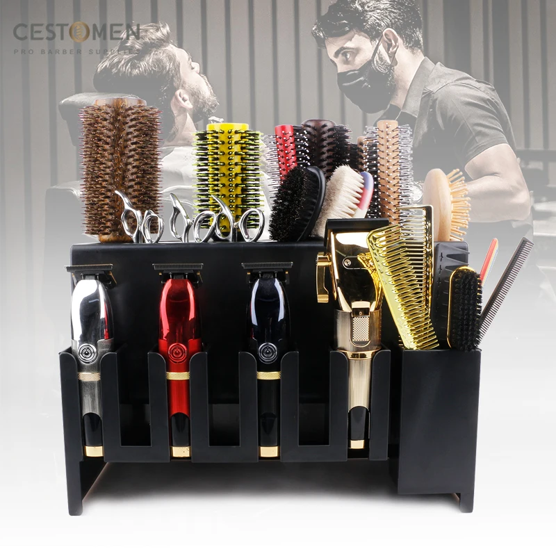 Barbershop Hair Cutting Clippers Trimmers Shears Scissors Brushes Combs Organizer Barber Hairstylist Organizer Tools Holder