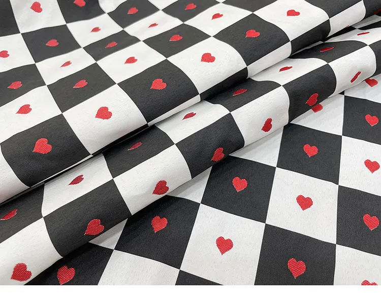 RL Boho Check Pattern Checkerboard Seamless Pattern heart jacquard garment printed fabric