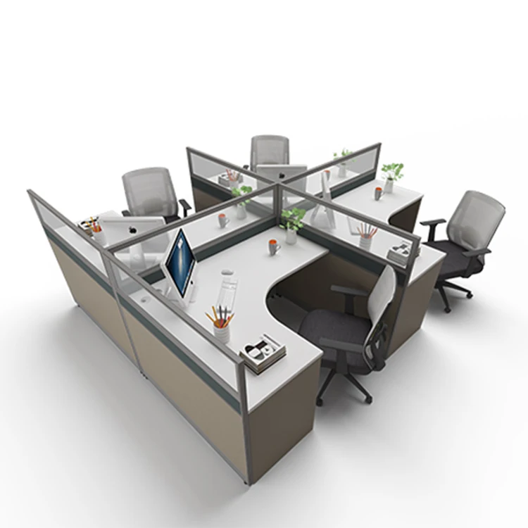 30mm Thick Aluminum Partition L shape Call Center Cubicle Office Workstation